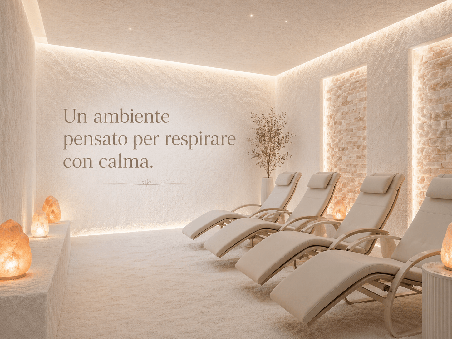 Microclima salino controllato in sala del sale per haloterapia