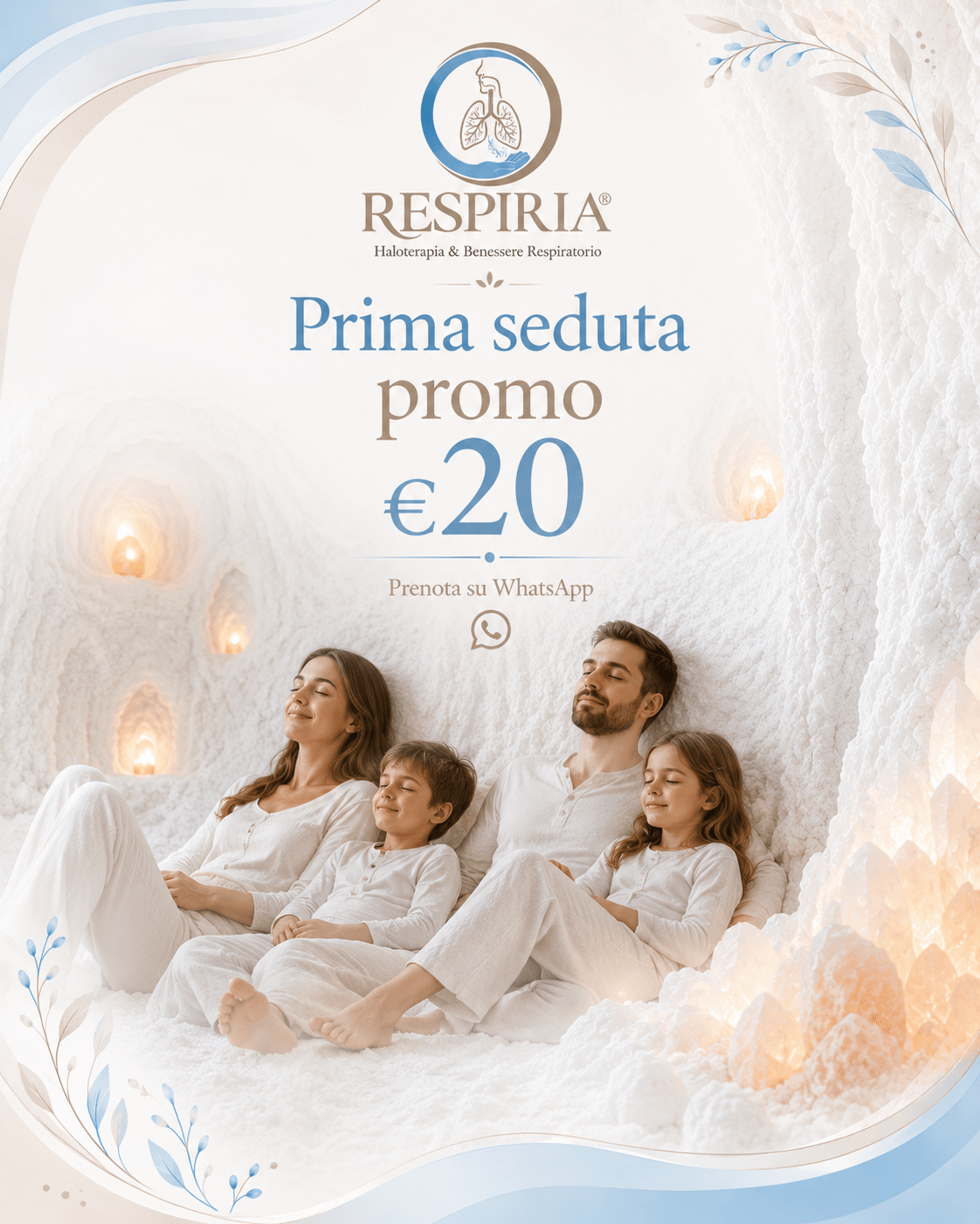 Prima seduta Respiria a 20 euro per haloterapia adulti e bambini
