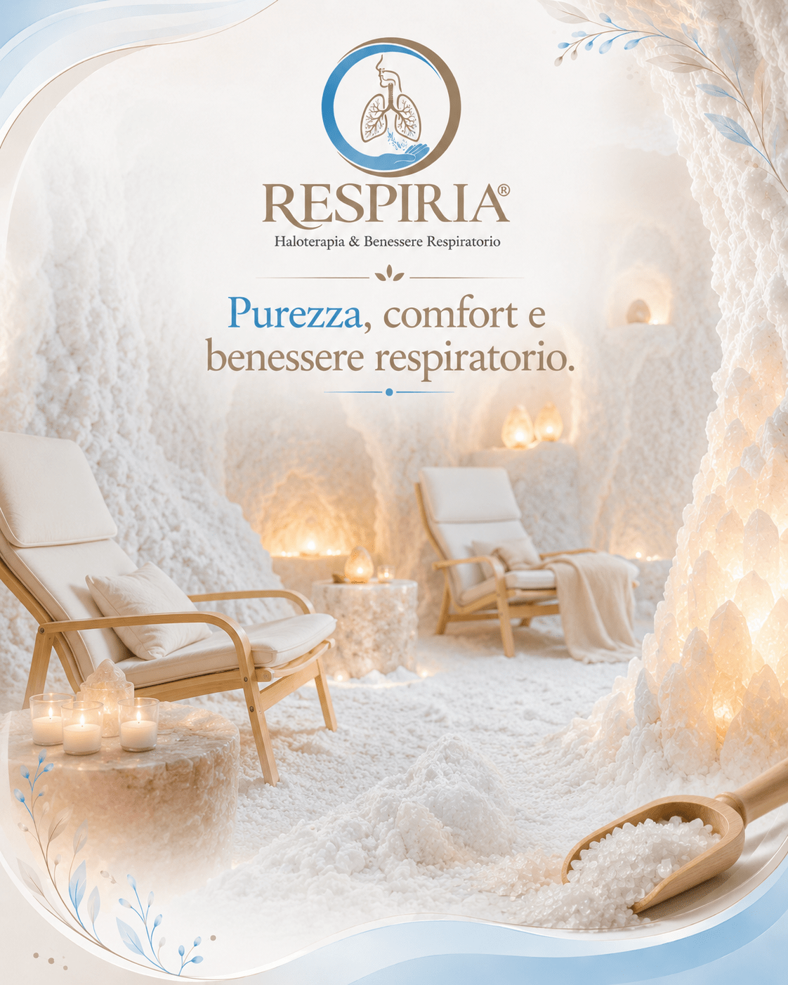 Sala del sale Respiria con sale farmaceutico e ambiente per haloterapia