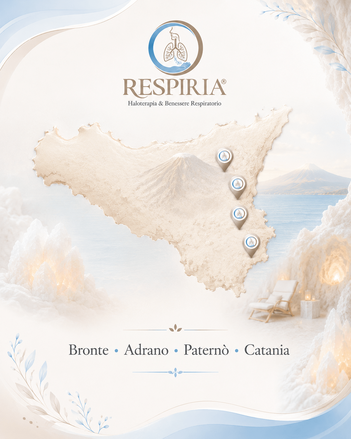 Mappa sedi Respiria Bronte Adrano Paternò Catania haloterapia Sicilia