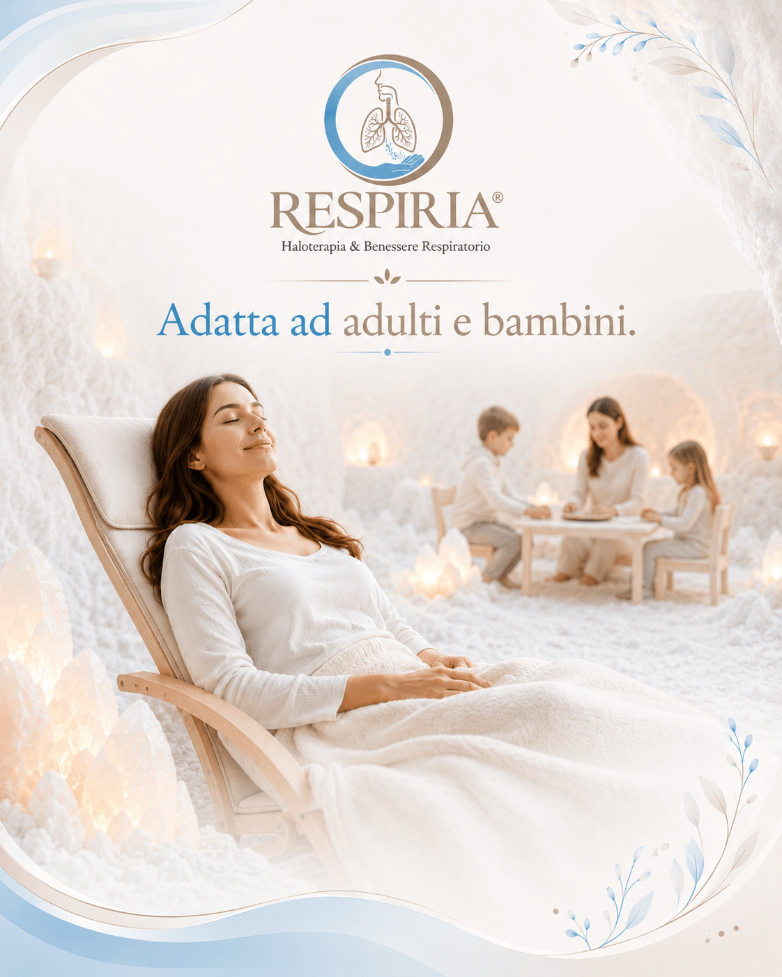 Seduta Respiria adatta ad adulti e bambini in ambiente di haloterapia
